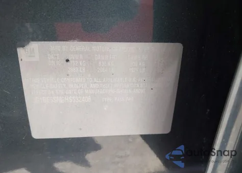 2017 Chevrolet Cruze Lt Auto из США, поврежденный, VIN 3G1BE6SM9HS532406